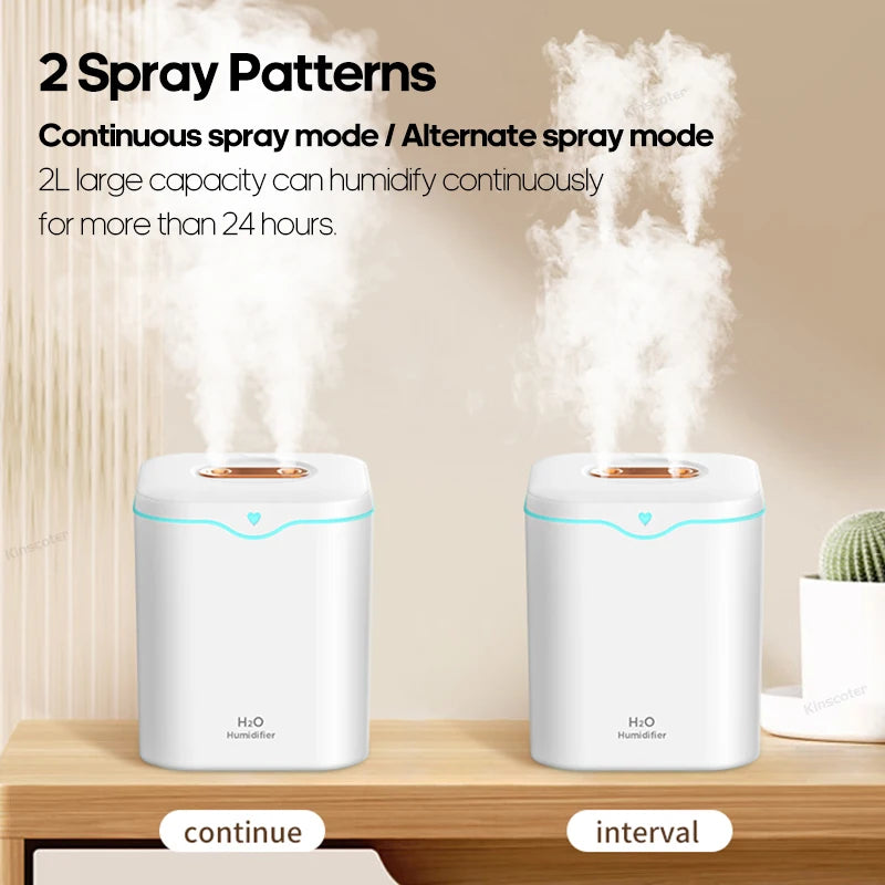 Ceenaz 2000ml Double Spray Air Humidifier Essential Oil Diffuser Household Electric Aromatic Diffuser Ultrasonic Silent Cool Mist Maker - Ceenaz Store