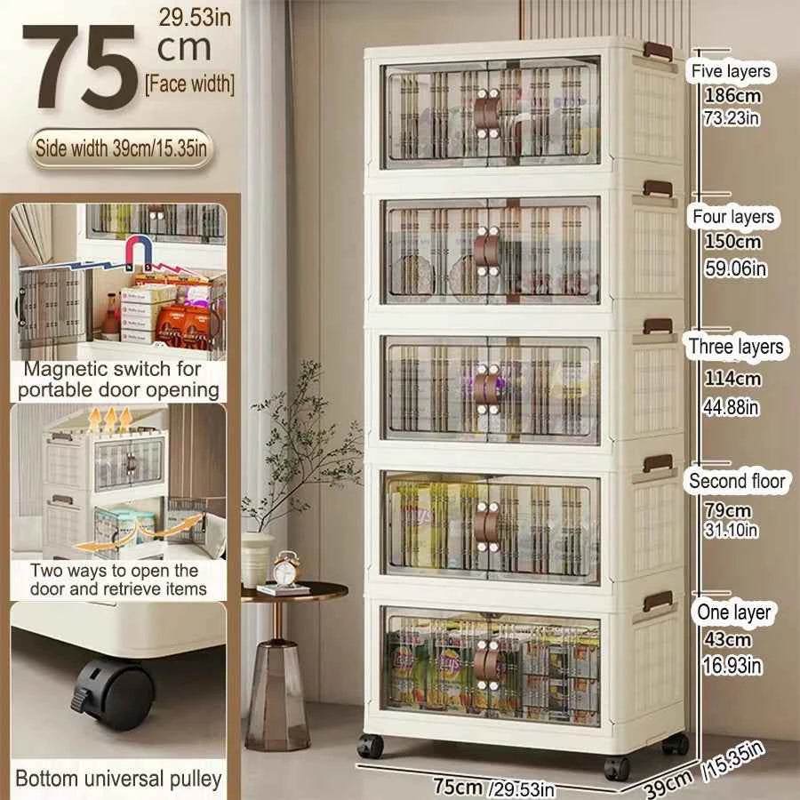 Large Capacity Multifunction Folding Storage Cabinet Dustproof Wardrobe Closet Organizer Easy-to-Install Storage Boxes