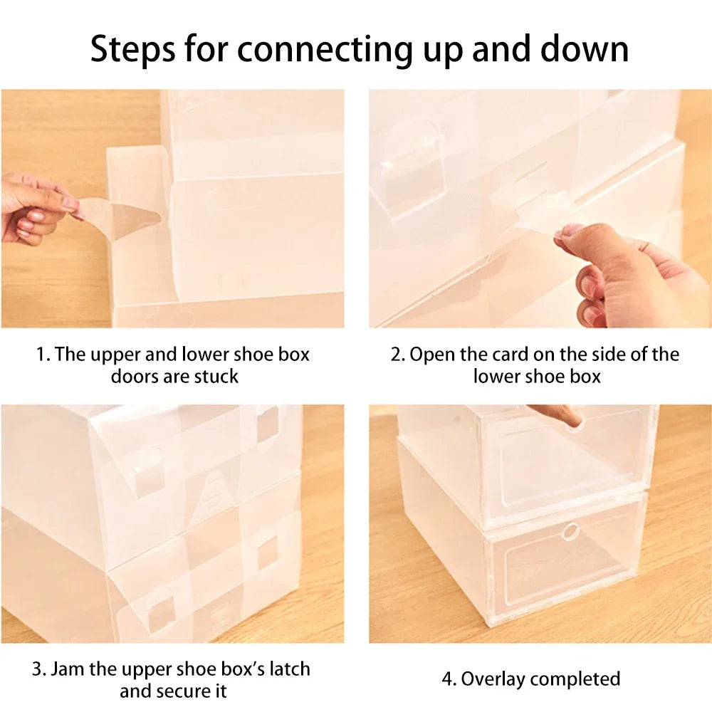 Folder Plastic Antioxidant Shoe Cabinet High Transparent Slippers Sneakers Storage Shoes Box Dustproof Shoe Organizer Box - Ceenaz Store