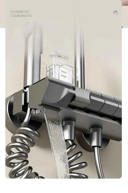 Smart Temperature Digital Display Shower Set Bathroom Wall Mounted Piano Key 4 Ways Water Outlet Rainlfall Shower Faucet System