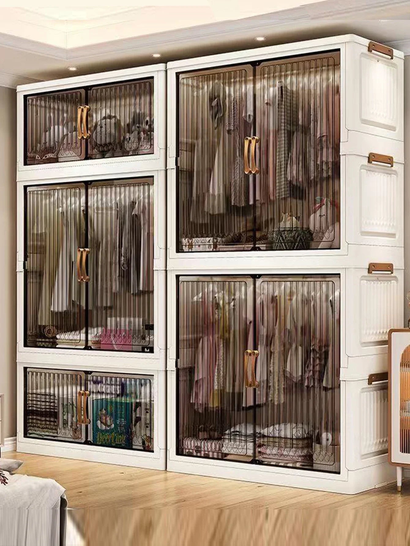 Multifunction Folding Storage Cabinet Dustproof Wardrobe Sundries Cabinet Closet Organizer Locker Storage Box - Ceenaz Store