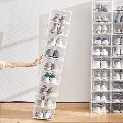 Folder Plastic Antioxidant Shoe Cabinet High Transparent Slippers Sneakers Storage Shoes Box Dustproof Shoe Organizer Box - Ceenaz Store
