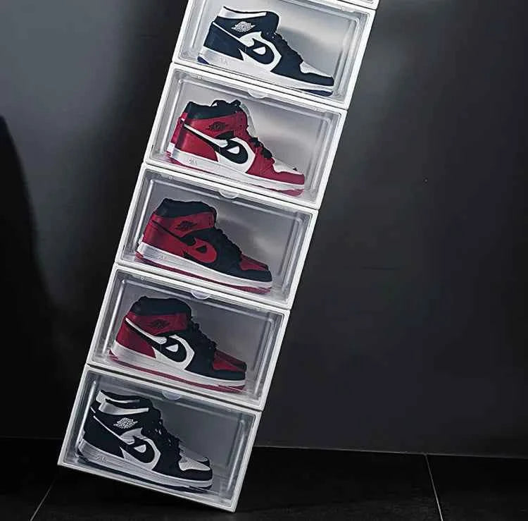 AJ Sneaker Box Shoes Organizer Transparent Shoe Boxes Stackable Cabinet Storage Box High-top Dustproof Shoes Organizers Shoerack