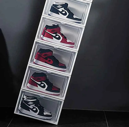 AJ Sneaker Box Shoes Organizer Transparent Shoe Boxes Stackable Cabinet Storage Box High-top Dustproof Shoes Organizers Shoerack