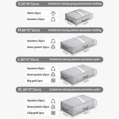 Large Clothes Storage Bag Under Bed Foldable Quilt Clothes Storage Bag Bedroom Dormitory Wardrobe Quilt Organizer Bag 이불정리함 - Ceenaz Store