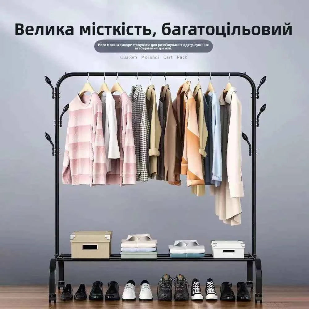Thiened Sturdy Floor-Mounted Clothes Drng Ra Bedroom Balcony Iron Clothes Hanger Holder Portable Dormi Storage Orga...