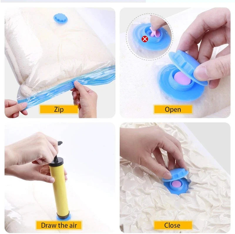 1/3/5Pcs Vacuum Storage Bags with Hand Pump for Comforters Clothes Pillow Bedding Blanket Storage Saver 80% More Compression - Ceenaz Store