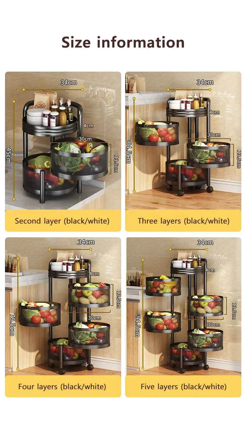 Detachable Rotating Storage Rack Kitchen Floor Multi-layer Shelf Multi-functional Living Room Snack Storage Rack Trolley Rack