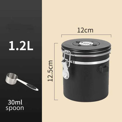 304 Stainless Steel Coffee Canister Coffee Bean Storage Airtight Containers with Date with Spoon Vent Valve Kitchen Food Storage Jar