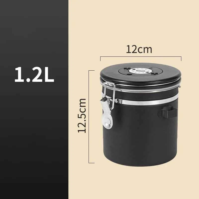 304 Stainless Steel Coffee Canister Coffee Bean Storage Airtight Containers with Date with Spoon Vent Valve Kitchen Food Storage Jar