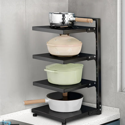 Kitchen Storage Shelves Pot Holder Multilayer Frying Pan Rice Cooker Seasoning Storage Rack Adjustable Organizer Rack - Ceenaz Store