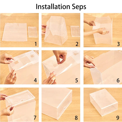 Folder Plastic Antioxidant Shoe Cabinet High Transparent Slippers Sneakers Storage Shoes Box Dustproof Shoe Organizer Box - Ceenaz Store