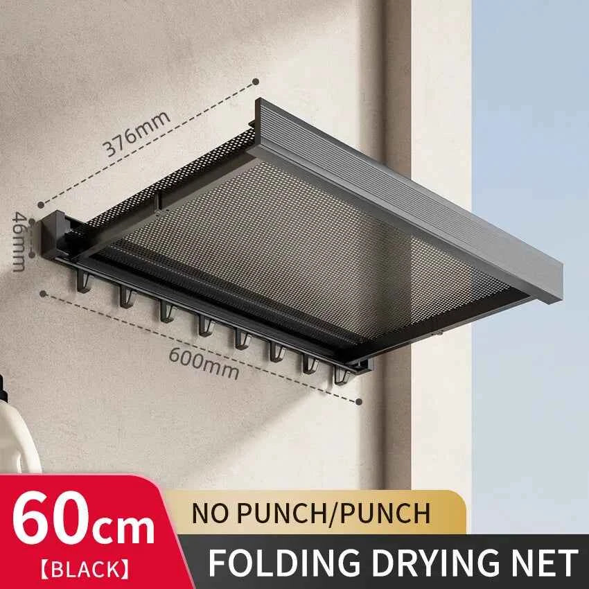 Bathroom Folding Storage Shelf Wall Mounted Aluminum Alloy Retractable Clothes Drying Holder Socks Clothing Drying Rack Hanger