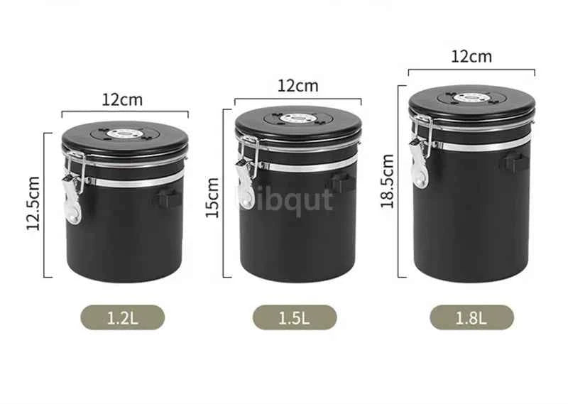 304 Stainless Steel Coffee Canister Coffee Bean Storage Airtight Containers with Date with Spoon Vent Valve Kitchen Food Storage Jar