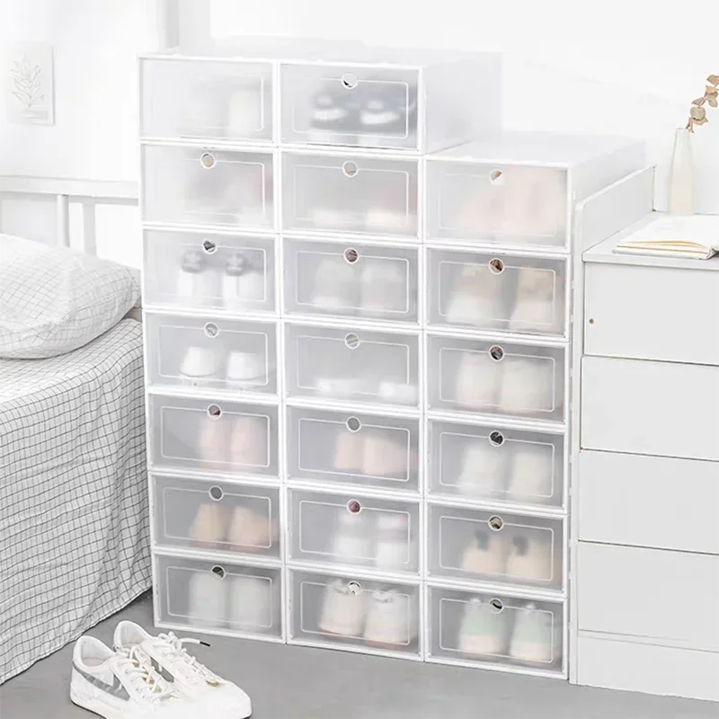 Folder Plastic Antioxidant Shoe Cabinet High Transparent Slippers Sneakers Storage Shoes Box Dustproof Shoe Organizer Box - Ceenaz Store