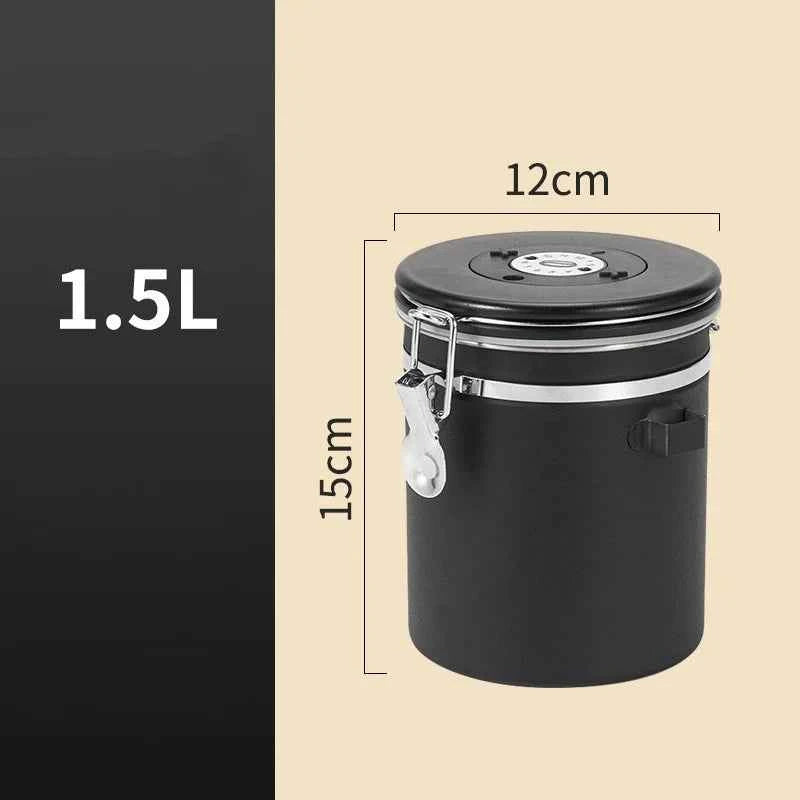 304 Stainless Steel Coffee Canister Coffee Bean Storage Airtight Containers with Date with Spoon Vent Valve Kitchen Food Storage Jar