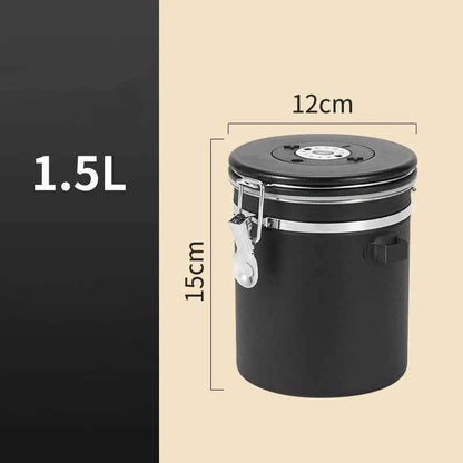 304 Stainless Steel Coffee Canister Coffee Bean Storage Airtight Containers with Date with Spoon Vent Valve Kitchen Food Storage Jar