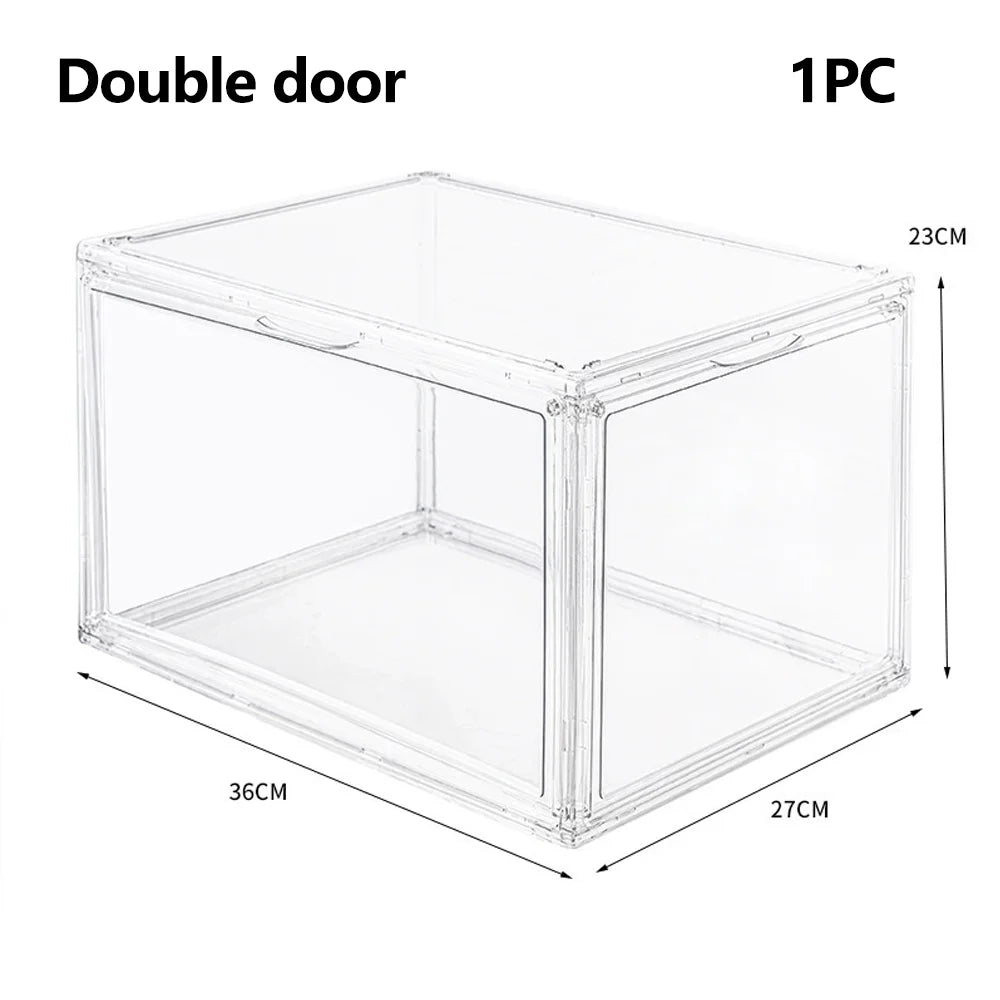 1-3 PCS Transparent Magnetic Acrylic Shoe Box for AJ Sneakers Drop-Front Display Case  Anti-Yellowing Shoe Storage Organizer - Ceenaz Store