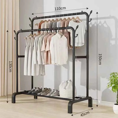 Thiened Sturdy Floor-Mounted Clothes Drng Ra Bedroom Balcony Iron Clothes Hanger Holder Portable Dormi Storage Orga...