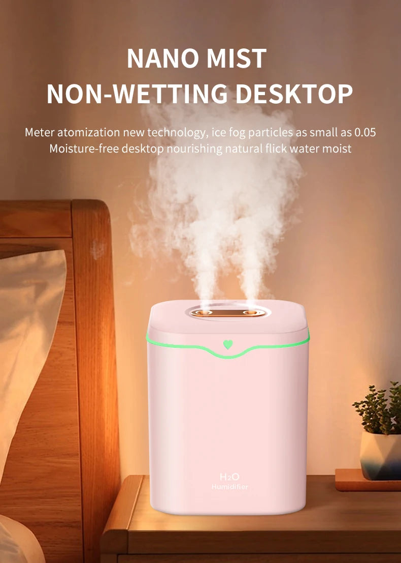 Ceenaz 2000ml Double Spray Air Humidifier Essential Oil Diffuser Household Electric Aromatic Diffuser Ultrasonic Silent Cool Mist Maker - Ceenaz Store