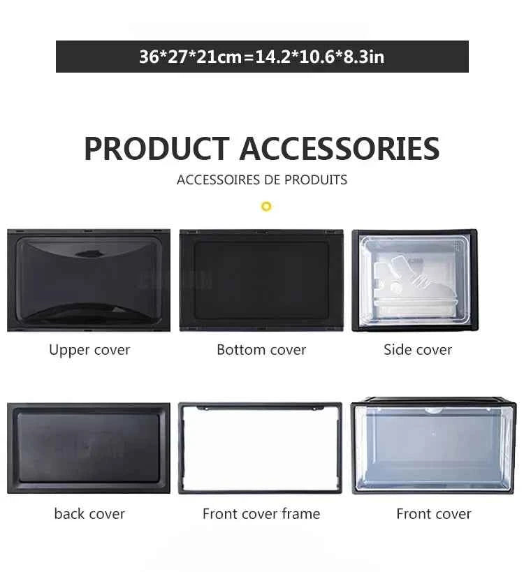 AJ Sneaker Box Shoes Organizer Transparent Shoe Boxes Stackable Cabinet Storage Box High-top Dustproof Shoes Organizers Shoerack