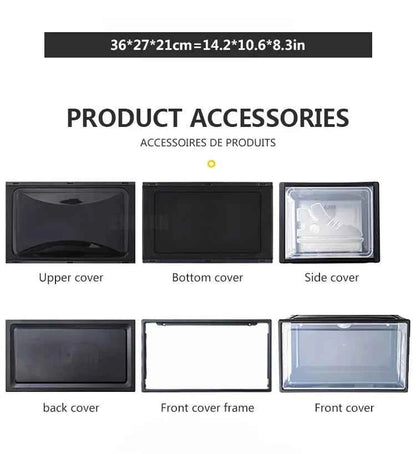 AJ Sneaker Box Shoes Organizer Transparent Shoe Boxes Stackable Cabinet Storage Box High-top Dustproof Shoes Organizers Shoerack