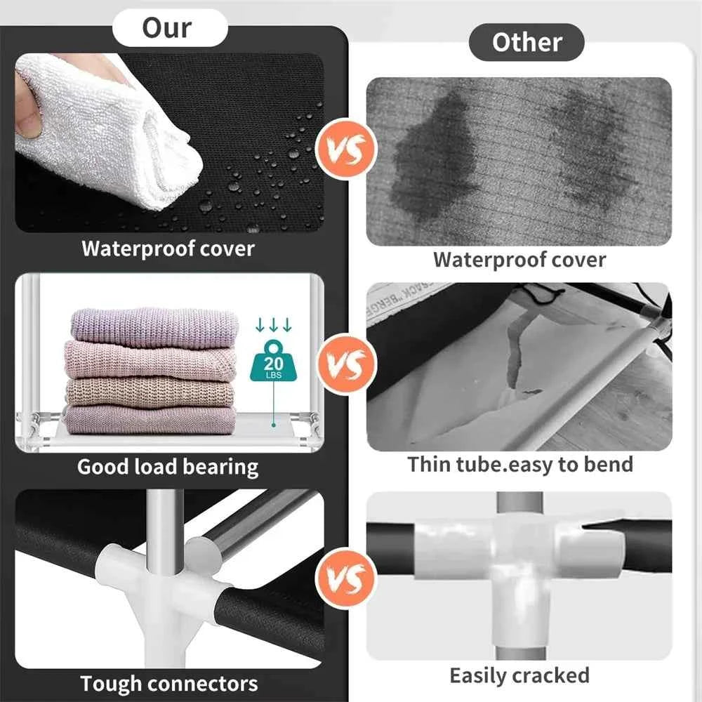 2025 New Upgraded Wardrobe 65 Inch Portable Cabinet Large Clothes Closet with Storage Shelves and Side Pocket Clothes Organizer