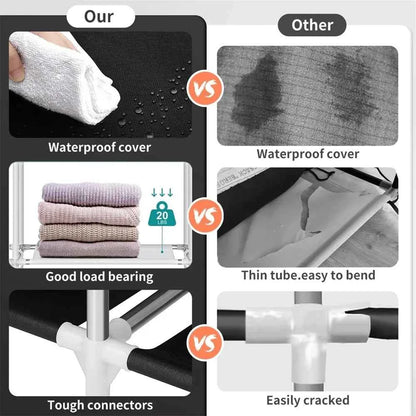 2025 New Upgraded Wardrobe 65 Inch Portable Cabinet Large Clothes Closet with Storage Shelves and Side Pocket Clothes Organizer