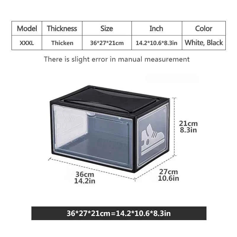 AJ Sneaker Box Shoes Organizer Transparent Shoe Boxes Stackable Cabinet Storage Box High-top Dustproof Shoes Organizers Shoerack