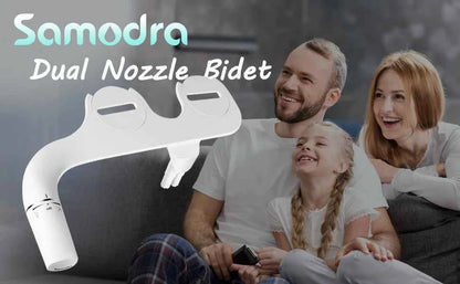 SAMODRA Bidet Attachment Ultra-Slim Toilet Seat Attachment Dual Nozzle Bidet Adjustable Water Pressure Non-Electric Ass Sprayer