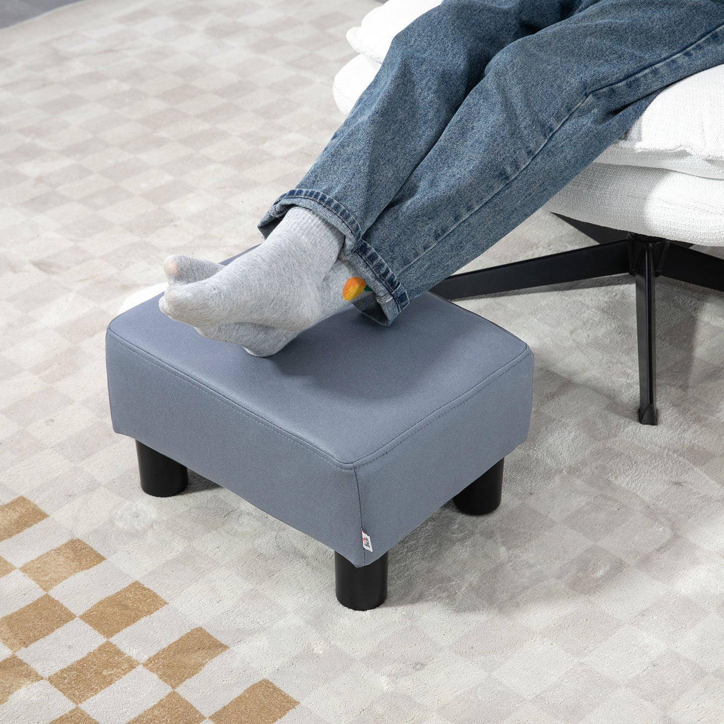 Footstool Small Footrest Upholstery with Plastic Legs