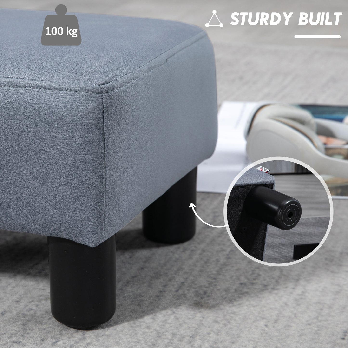 Footstool Small Footrest Upholstery with Plastic Legs