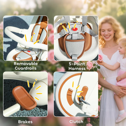 5 in 1 Kids Trike with Adjustable Backrest, Foldable Baby Trike