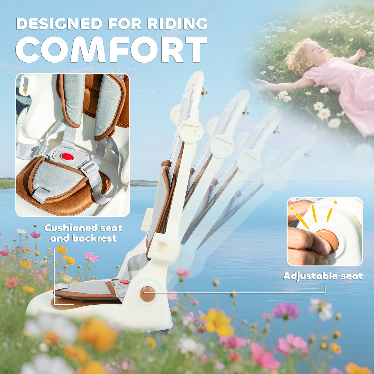 5 in 1 Kids Trike with Adjustable Backrest, Foldable Baby Trike