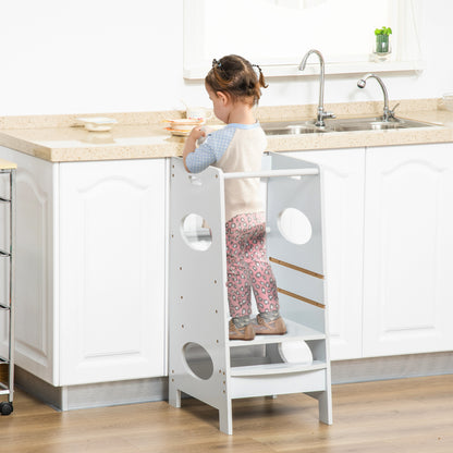 Kids Step Stool Toddler Kitchen Stool with Adjustable Standing Platform