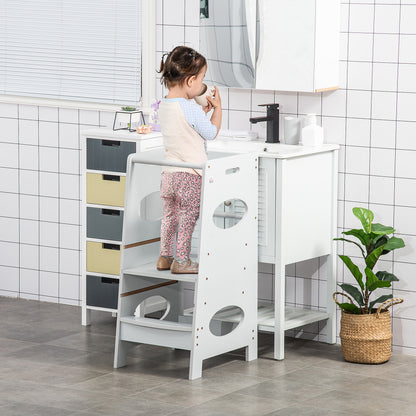 Kids Step Stool Toddler Kitchen Stool with Adjustable Standing Platform