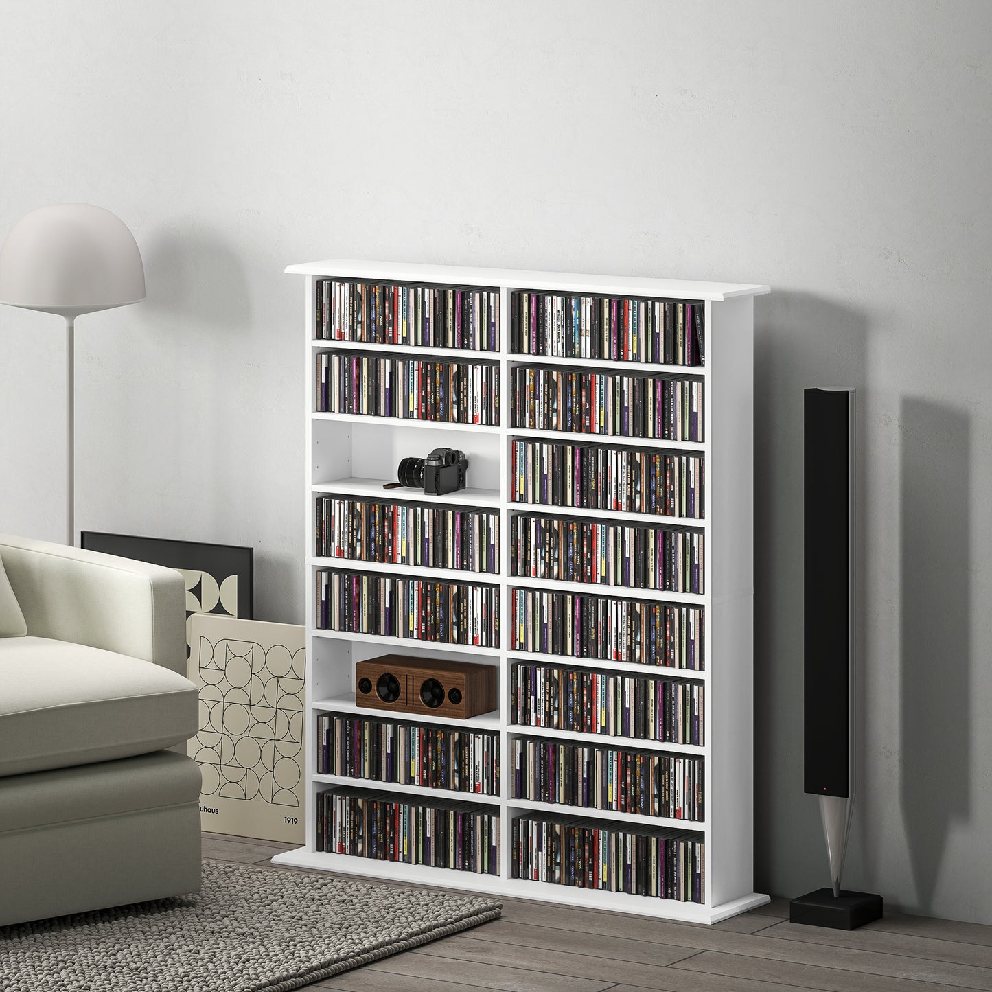 720 CD/396 DVD/396 Blu-ray Storage Tower with 12 Adjustable Shelves