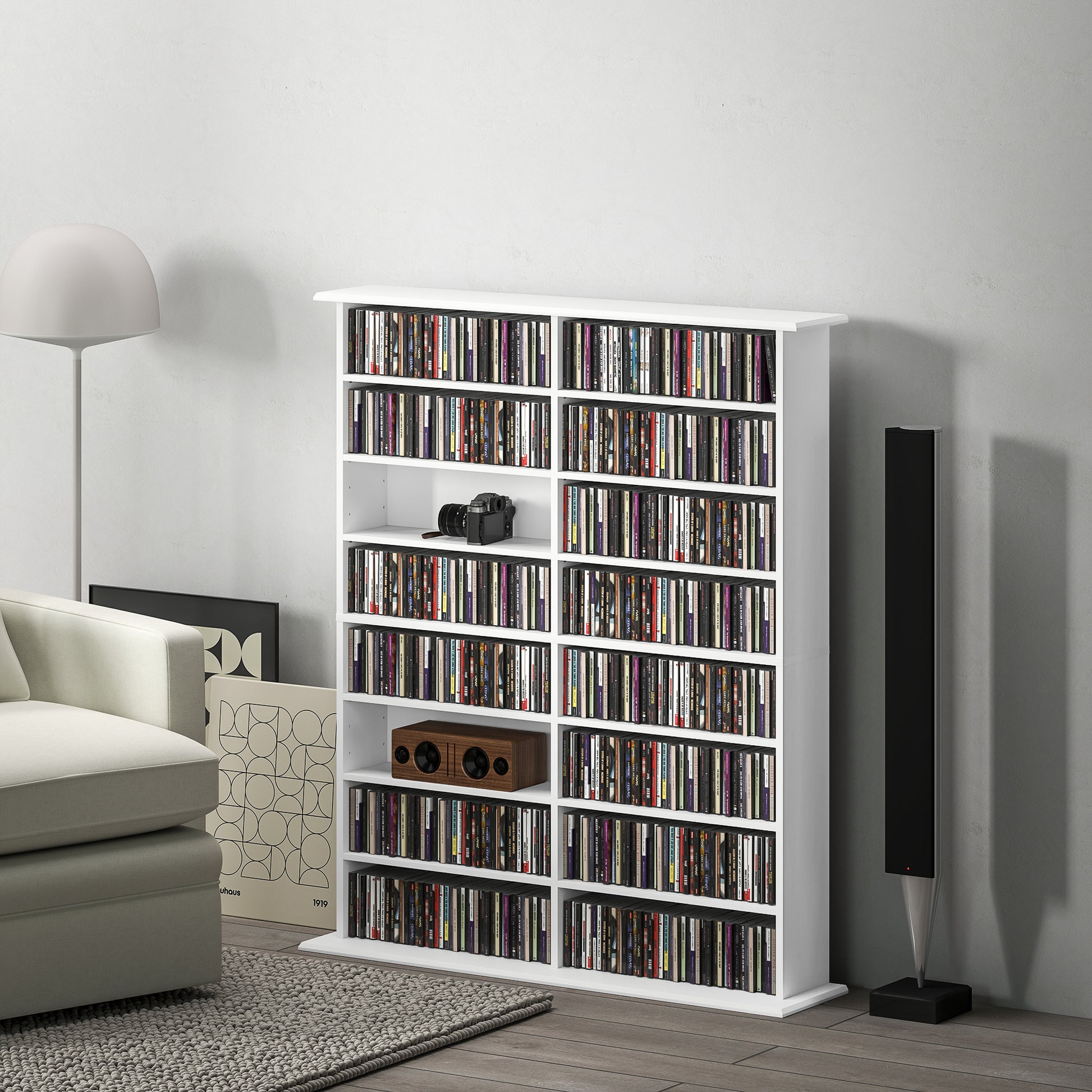 720 CD/396 DVD/396 Blu-ray Storage Tower with 12 Adjustable Shelves