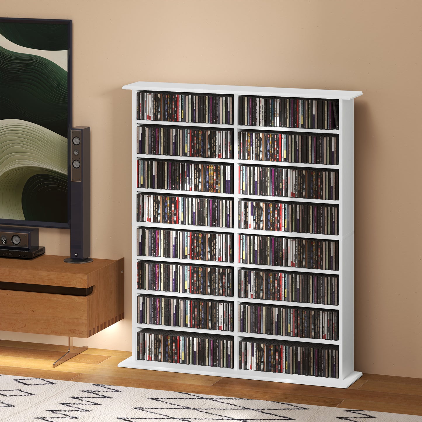 720 CD/396 DVD/396 Blu-ray Storage Tower with 12 Adjustable Shelves