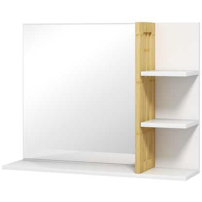 Modern Wall Mounted Bathroom Mirror with 4 Storage Open Shelves