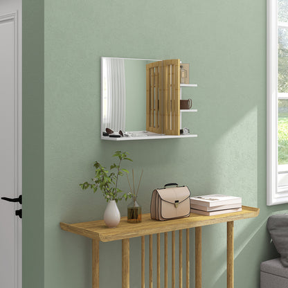 Modern Wall Mounted Bathroom Mirror with 4 Storage Open Shelves