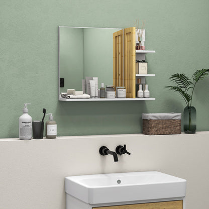 Modern Wall Mounted Bathroom Mirror with 4 Storage Open Shelves