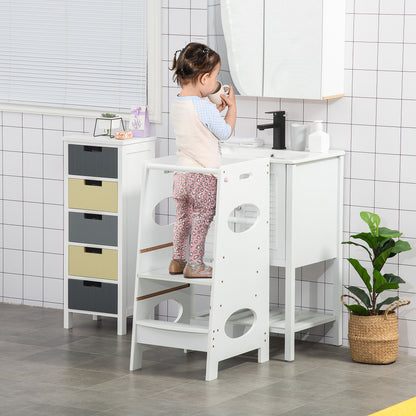 Kids Step Stool Toddler Kitchen Stool with Adjustable Standing Platform