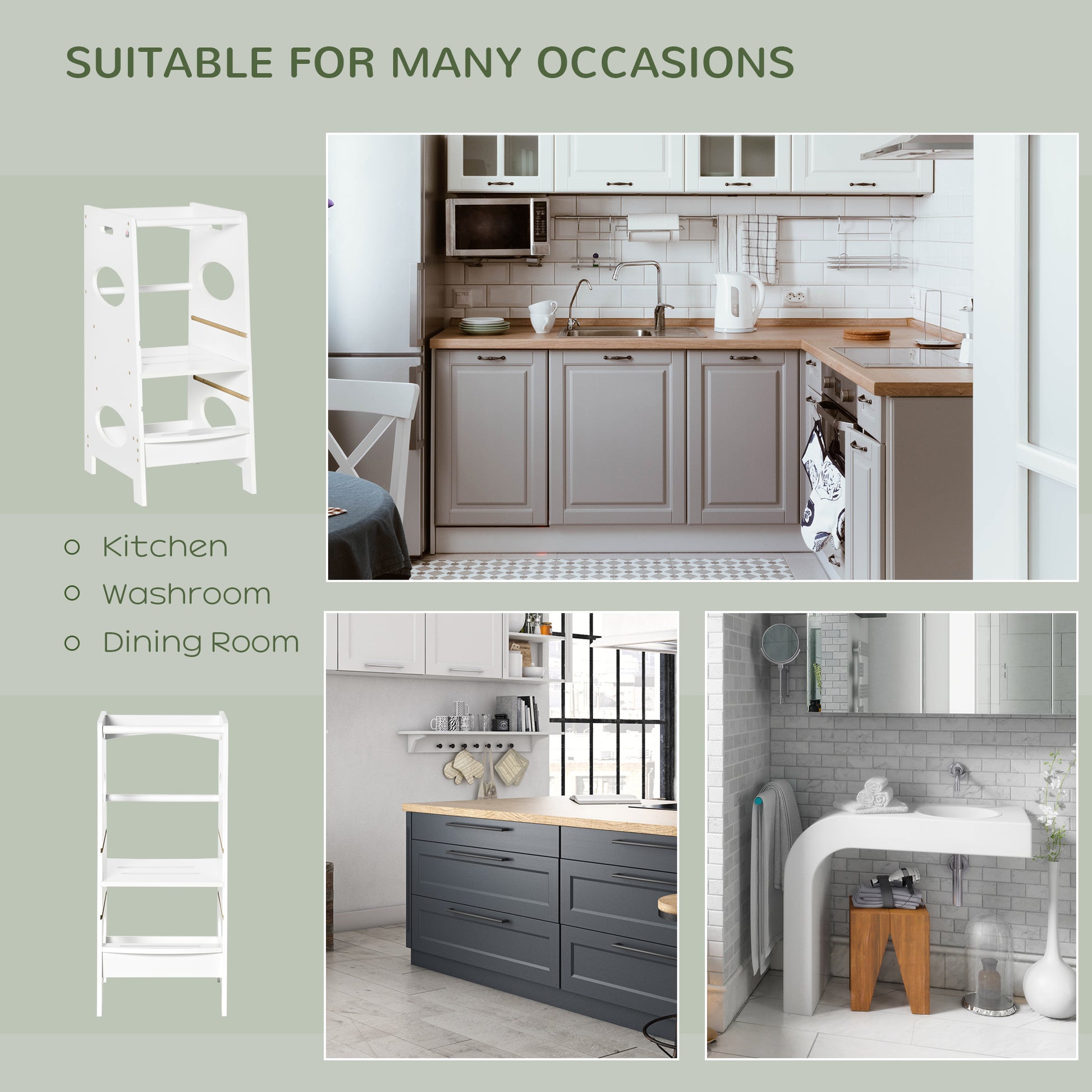 Kids Step Stool Toddler Kitchen Stool with Adjustable Standing Platform