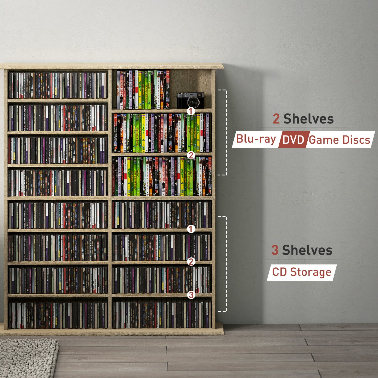 720 CD/396 DVD/396 Blu-ray Storage Tower with 12 Adjustable Shelves