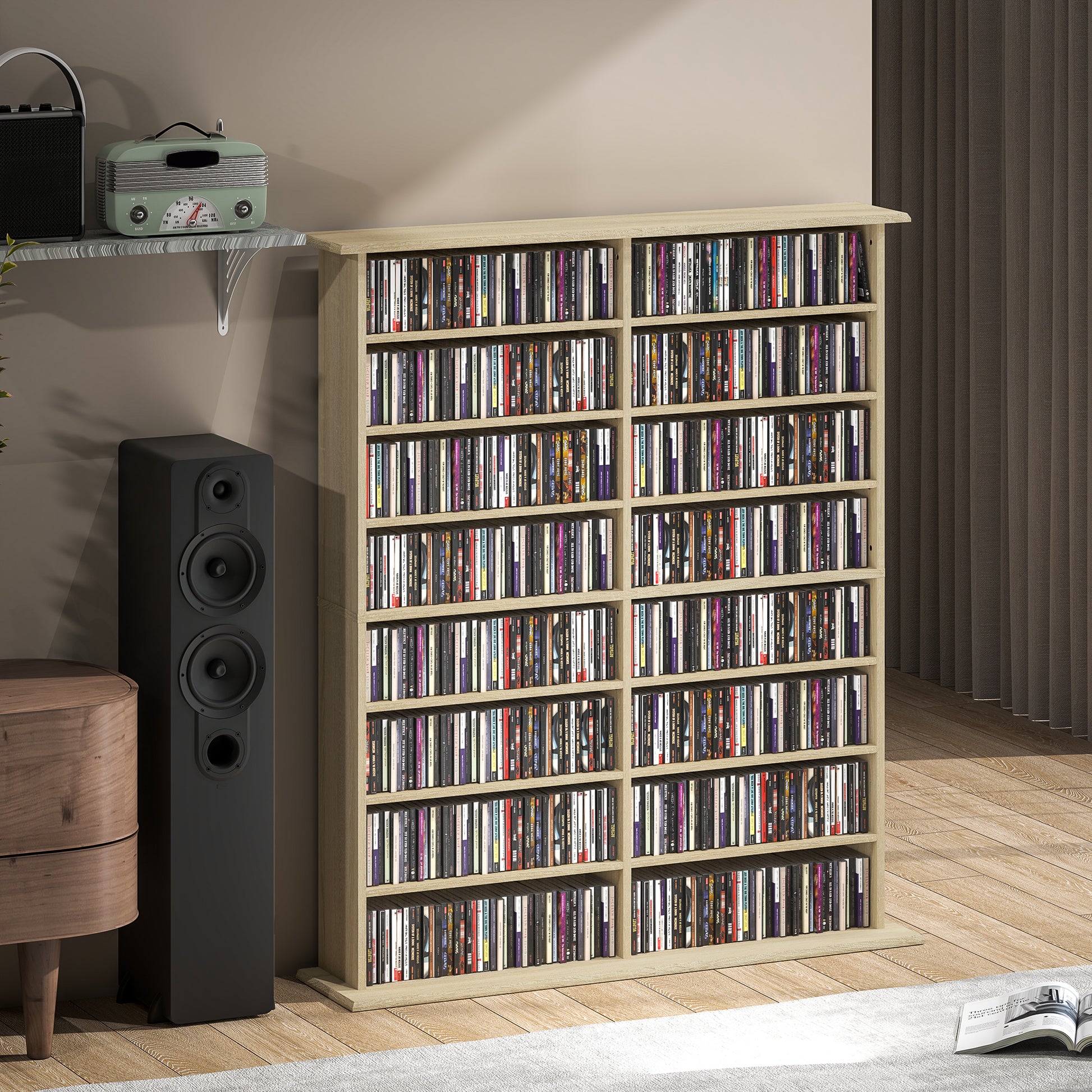 720 CD/396 DVD/396 Blu-ray Storage Tower with 12 Adjustable Shelves