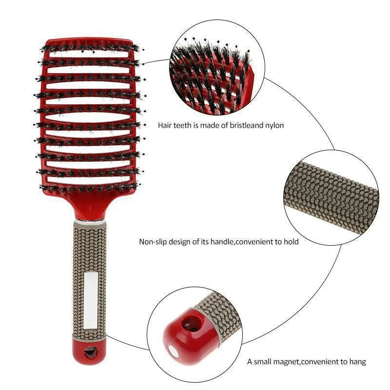 Women Detangling Nylon & Bristle Hairbrush Scalp Massage Comb Hair Brush Tool UK - Ceenaz Store