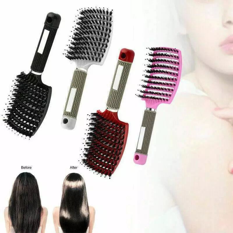 Women Detangling Nylon & Bristle Hairbrush Scalp Massage Comb Hair Brush Tool UK - Ceenaz Store