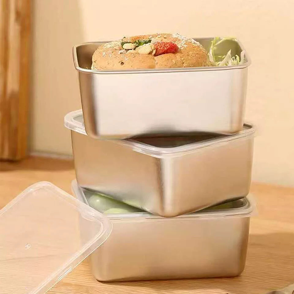 4/8Pcs Stainless Steel Food Storage Box Refrigerator with Lid Lunch Picnic Box - Ceenaz Store
