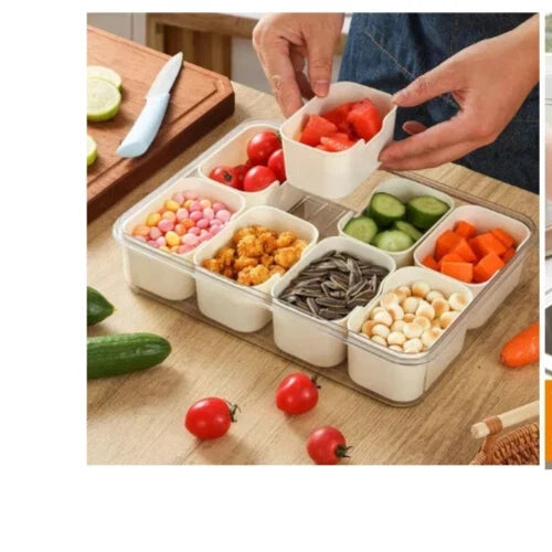 New Refillable Snack Food Container with Lid Handle 8 in1 Divided Serving Box UK - Ceenaz Store